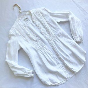 Tyler Boe Womens 2 Linen White Pintuck Crochet Long Sleeve Tunic Button Up Shirt
